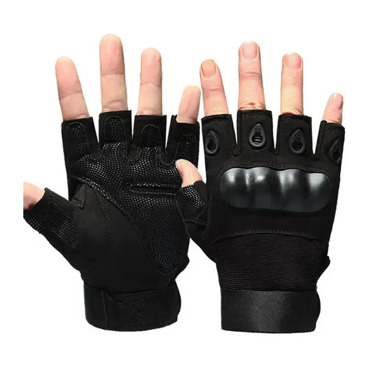 Airsoft Tactical Half Gloves - Tactical High Quality Men Carbon Protect Shell Half Finger Gloves