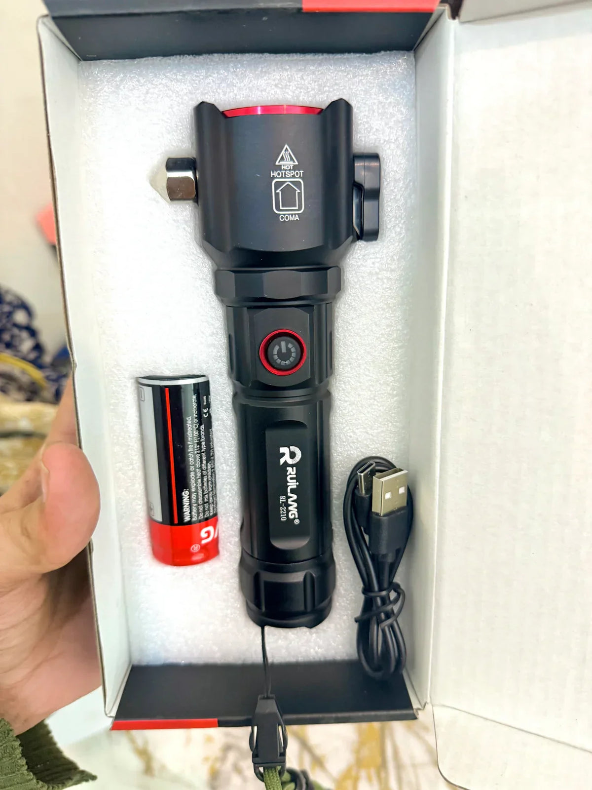 Ruiling RL-2210 Rechargeable Safety Torch (1KM Range, 8800mAh)