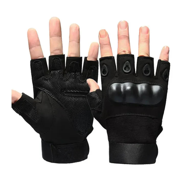 Airsoft Tactical Half Gloves - Tactical High Quality Men Carbon Protect Shell Half Finger Gloves