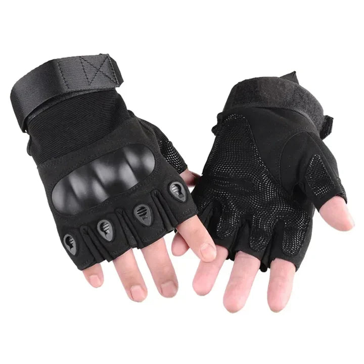 Airsoft Tactical Half Gloves - Tactical High Quality Men Carbon Protect Shell Half Finger Gloves