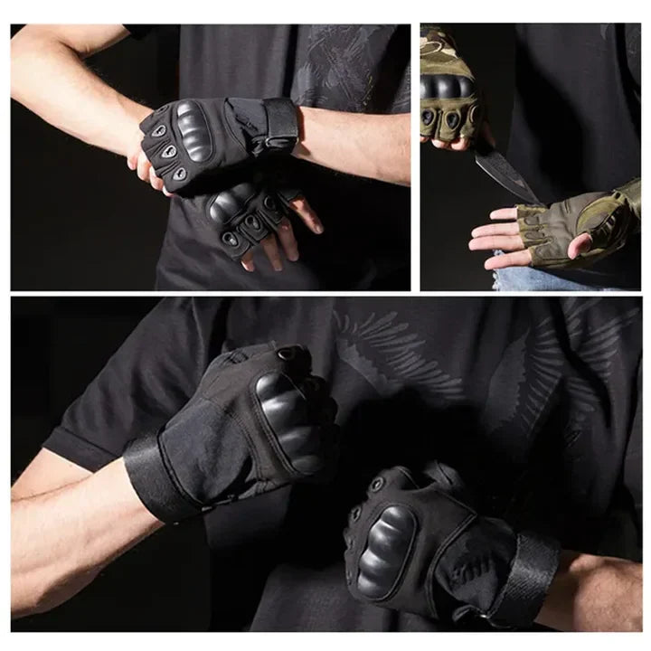 Airsoft Tactical Half Gloves - Tactical High Quality Men Carbon Protect Shell Half Finger Gloves