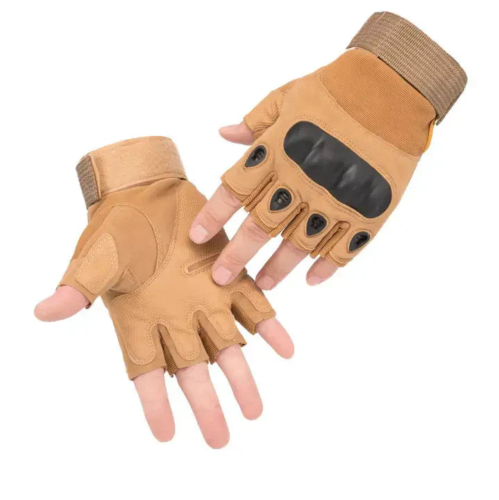 Airsoft Tactical Half Gloves - Tactical High Quality Men Carbon Protect Shell Half Finger Gloves