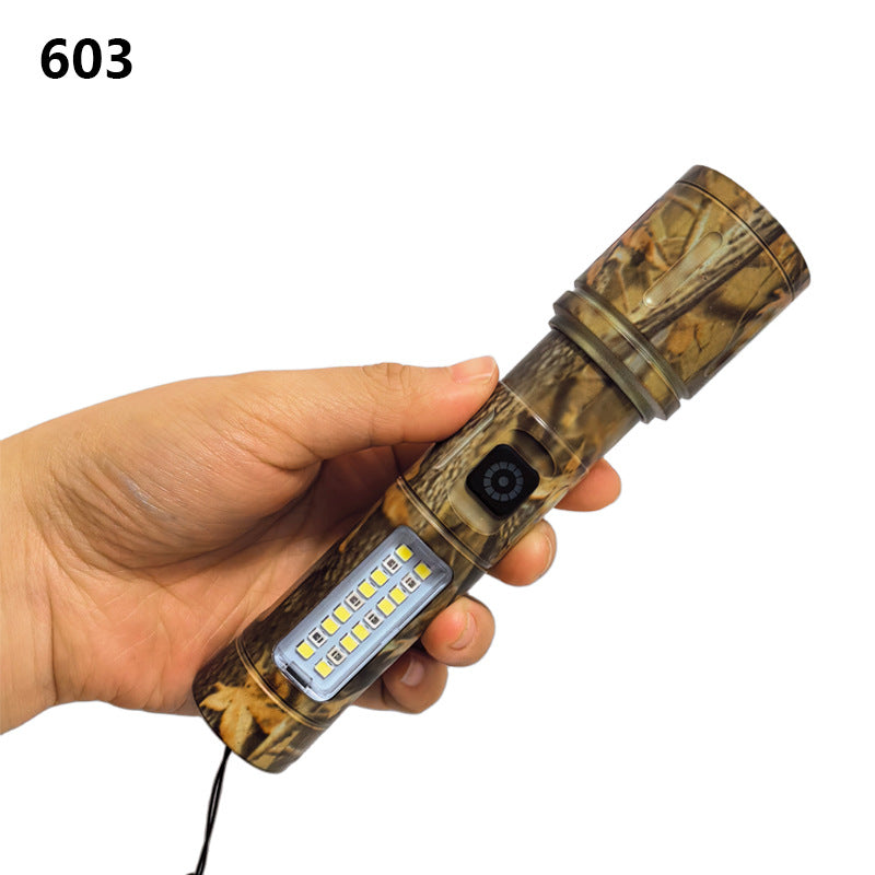 RUILANG RL-603 Mini Rechargeable Flashlight with COB Side Light & Carry Case