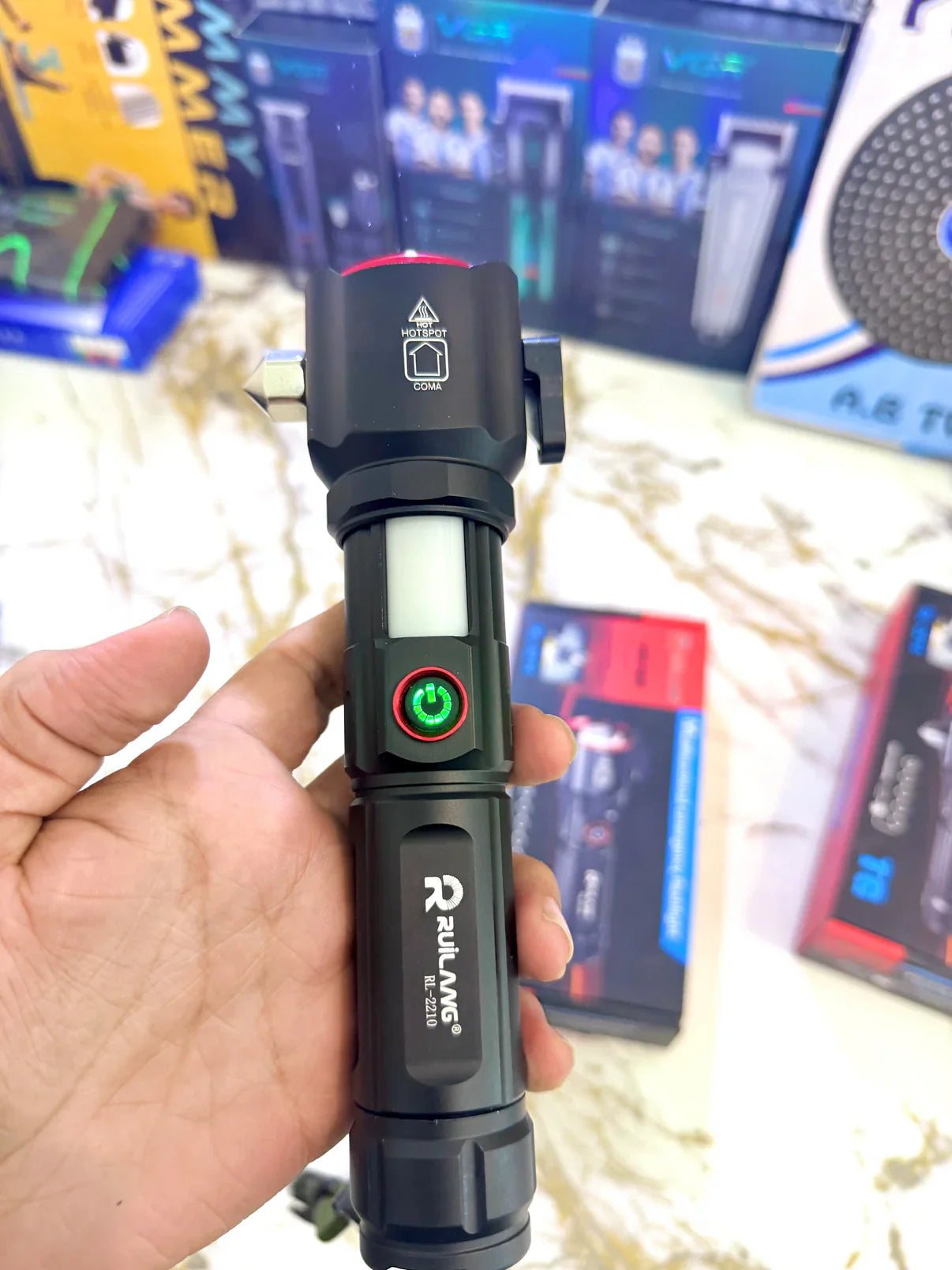 Ruiling RL-2210 Rechargeable Safety Torch (1KM Range, 8800mAh)