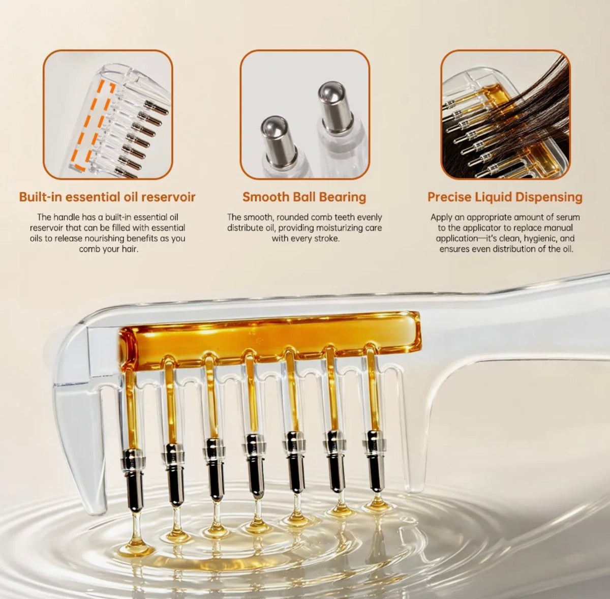 2-in-1 Scalp Applicator Comb & Hair Oil Dispenser for Deep Root Nourishment Best for Rapid Hair Growth