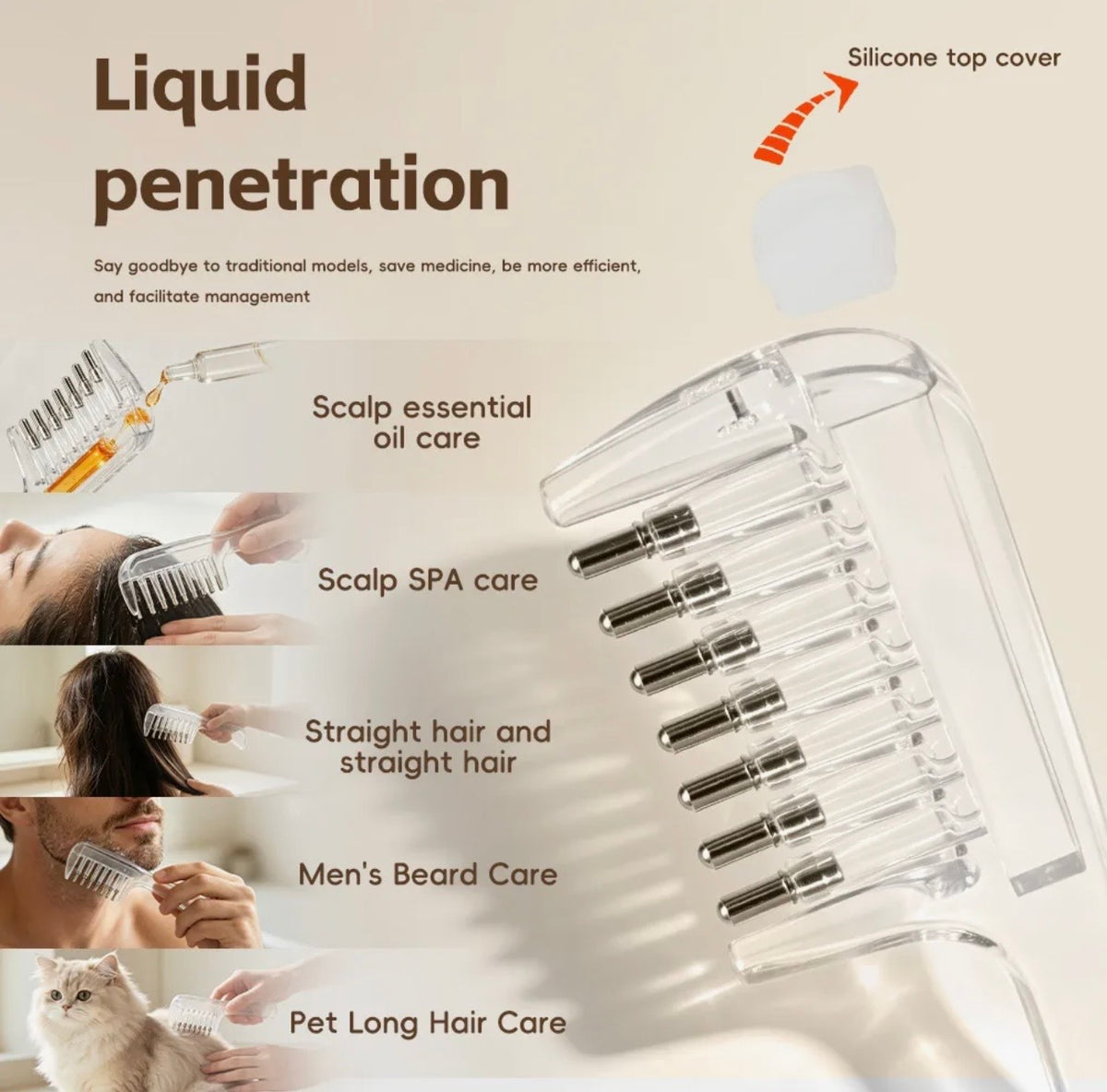 2-in-1 Scalp Applicator Comb & Hair Oil Dispenser for Deep Root Nourishment Best for Rapid Hair Growth