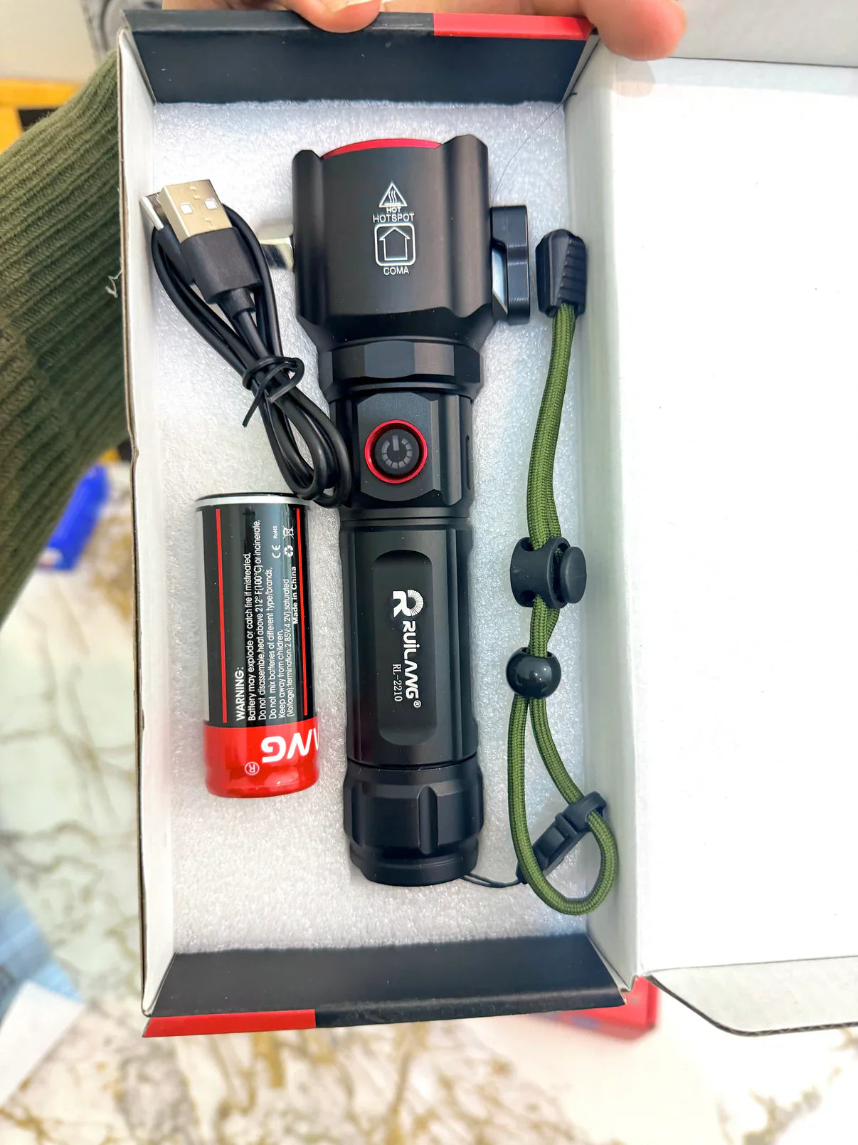 Ruiling RL-2210 Rechargeable Safety Torch (1KM Range, 8800mAh)