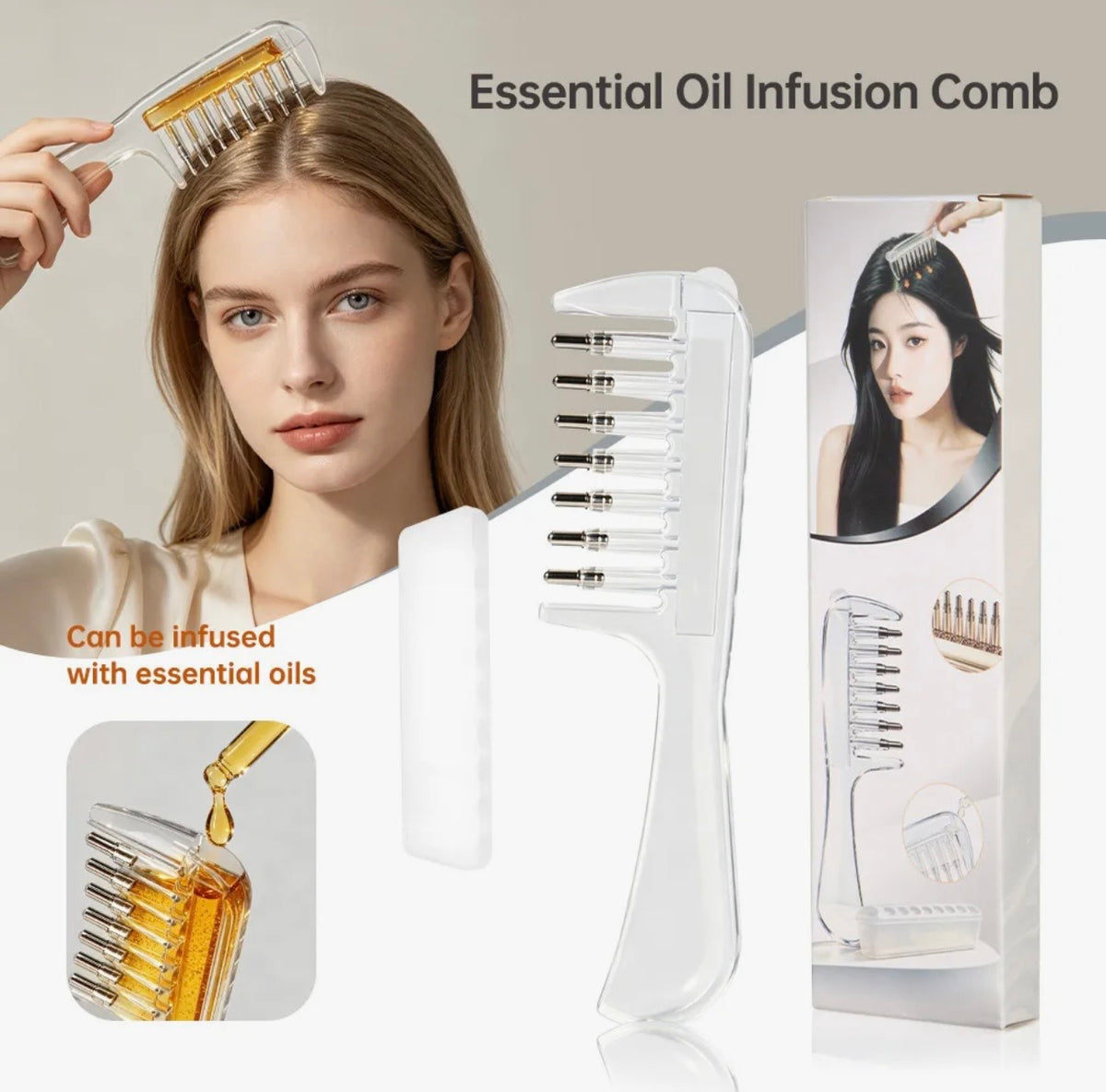 2-in-1 Scalp Applicator Comb & Hair Oil Dispenser for Deep Root Nourishment Best for Rapid Hair Growth