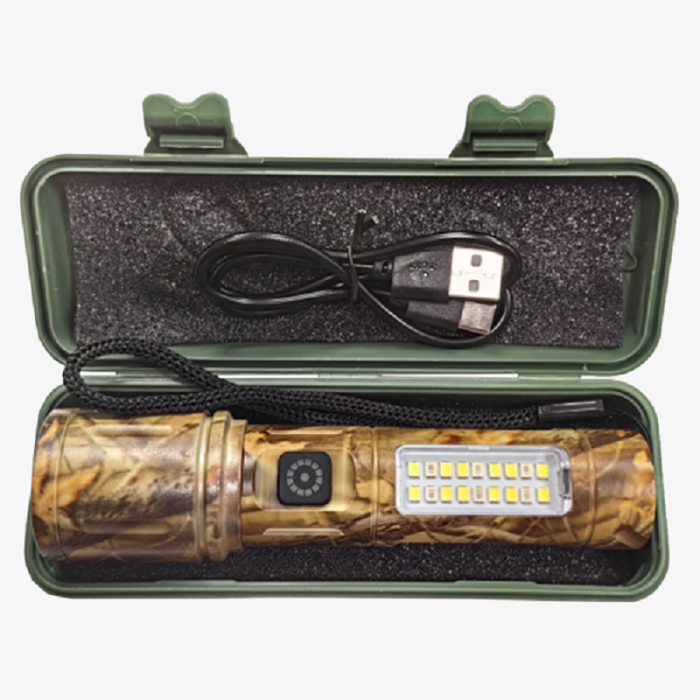 RUILANG RL-603 Mini Rechargeable Flashlight with COB Side Light & Carry Case