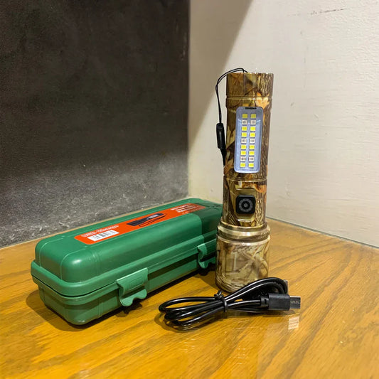 RUILANG RL-603 Mini Rechargeable Flashlight with COB Side Light & Carry Case